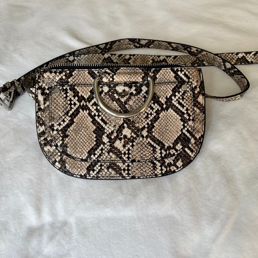 Zara Snakeskin Print Belt Bag, NWOT